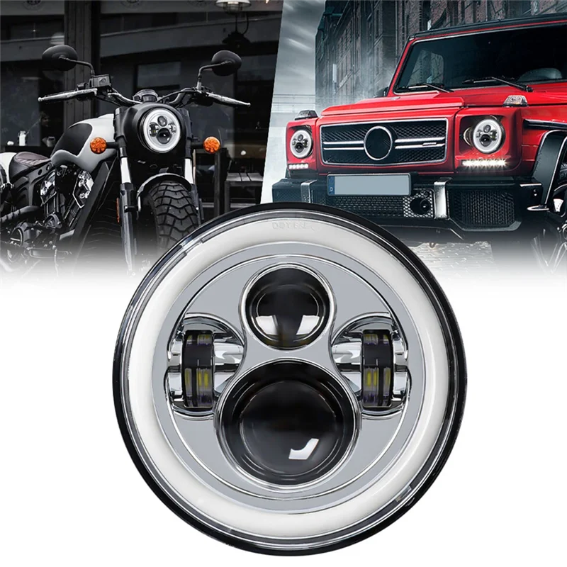 Reliable-7 Inch LED Headlight, High Low  Projector Yellow+White For Road King Street Glide Ultra Classic Glide V-Star 1100