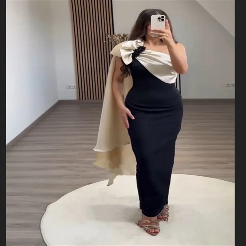 Schwarzes Abendkleid 2025, Meerjungfrau, maßgeschneidert, eine Schulter, elegante Damen-Abendparty-Kleider für besondere Anlässe, Ballkleider