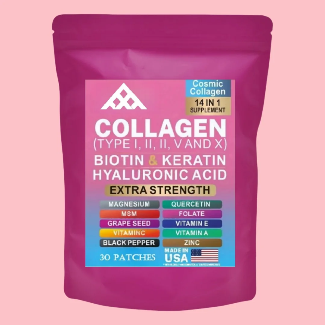 

Collagen Transdermal Patches with Hyaluronic Acid, Vitamin C, Niacin - Support Skin, Hair, Nails & Joint Health 30 Patches