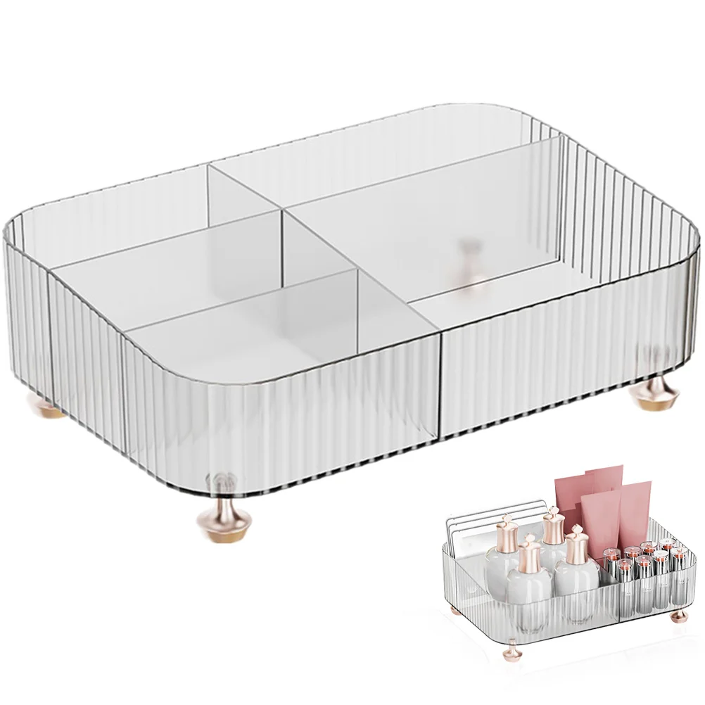 

5-Compartment Storage Desktop Organizer For Makeup Compartment Desk Organizer Tray Jewelry Toiletries Bathroom Vanity Sundries