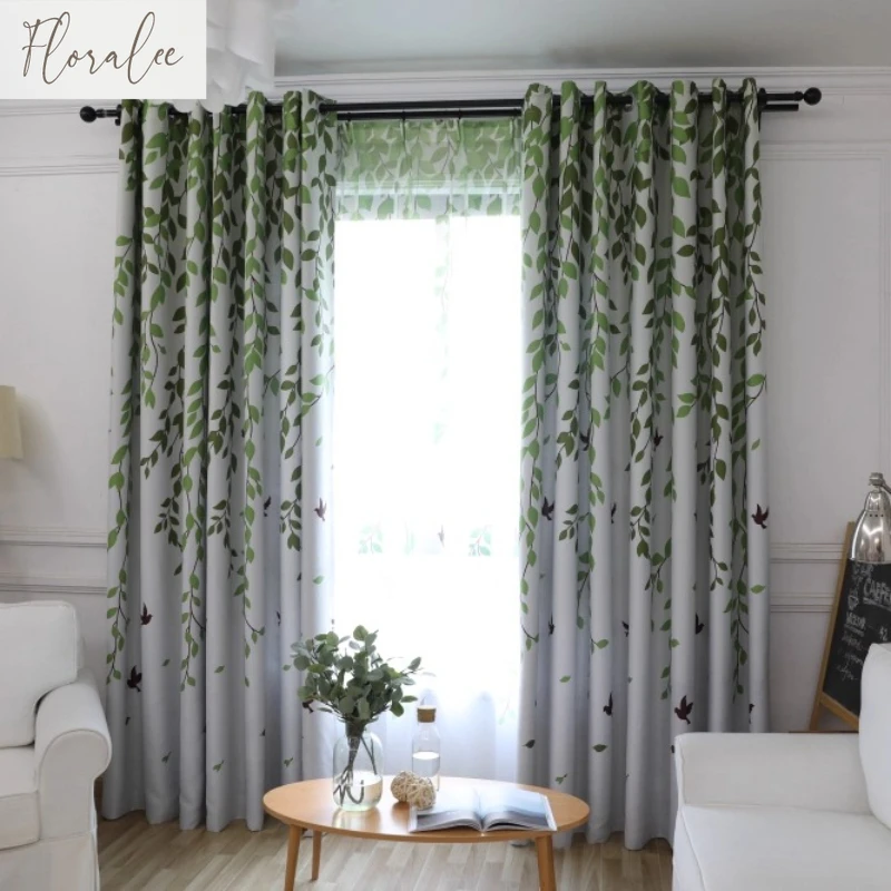 Pastoral Style Print Blackout Curtains Sunscreen Curtains for Living Room Bedroom Children's Room Blackout Curtains Custom