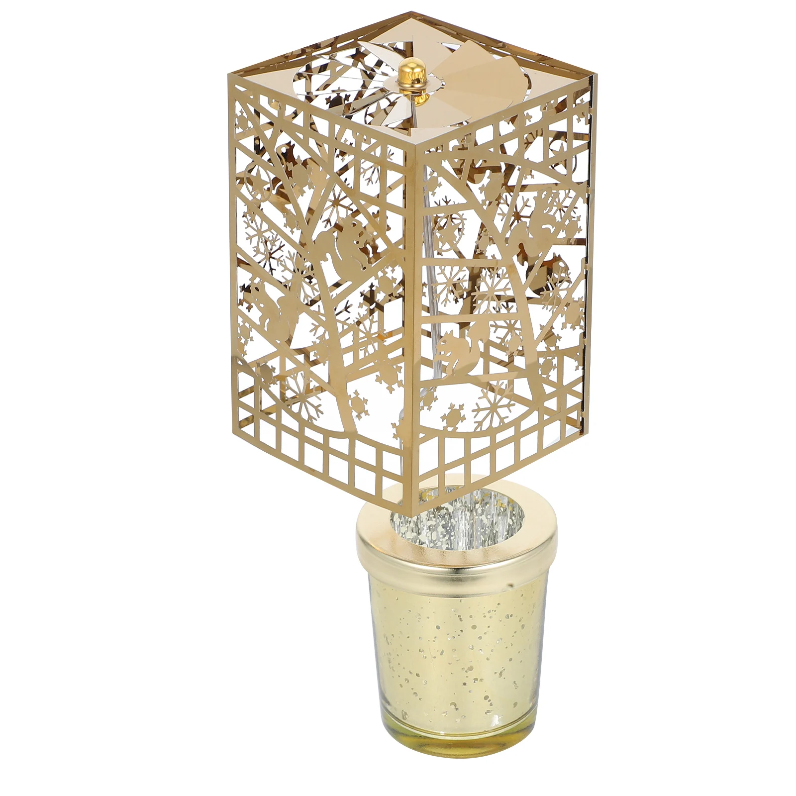 

Golden Rotating Christmas Holder European Style Deer Design Rotating Tealight Holder Xmas Party Table Centerpiece