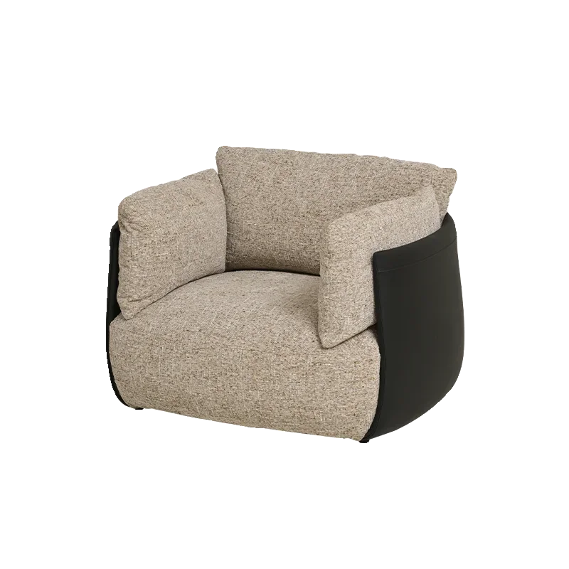 Danish design simple fabric single sofa, Nordic light retro creative color matching living room