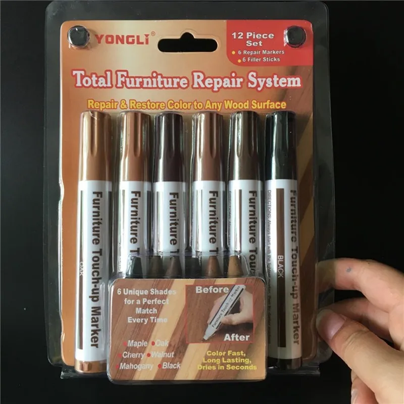 

Creative Furniture Repair Pens Touch Up Markers Filler Sticks Wood Scratches Restore Kit Patch Paint Pens Wood Composite Repair