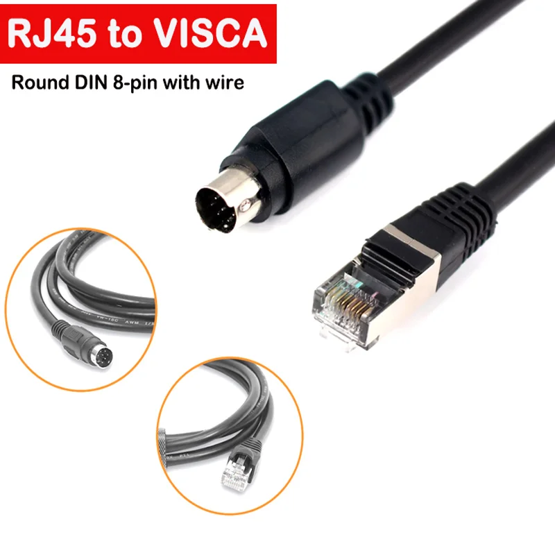 VISCA 8-Pin to RJ45 Round Hole Camera Control Line 1m-30m RS232 Serial Port TE30 40 50 60 Video Terminal Connector 15m