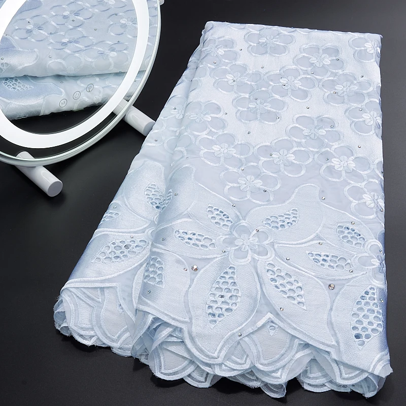 

African Dry Cotton Lace Fabric 5Yards 2023 High Quality Lace Swiss Voile Lace In Switzerland Nigerian Lace Fabrics For SewA3055