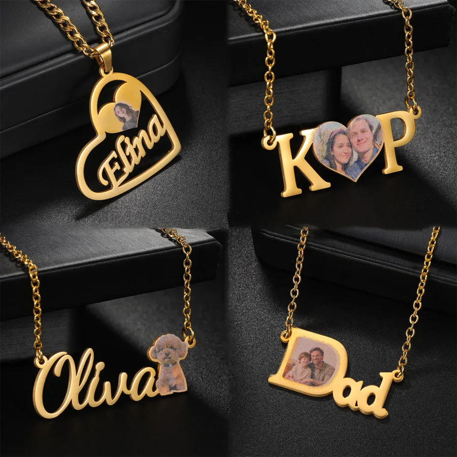 

Custom Name Photo Printing Necklaces For Women Men Stainless Steel Jewelry Making Personalized Anniversary Birthday Memory Gifts