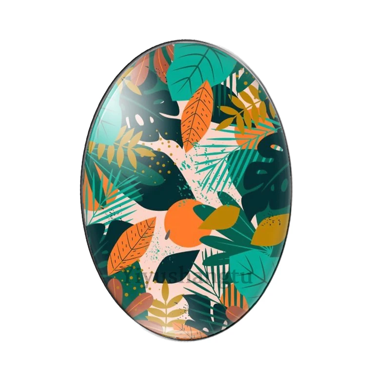 Forest beauty colorful leaves painting 13x18mm/18x25mm/30x40mm Oval photo glass cabochon flat back Making findings