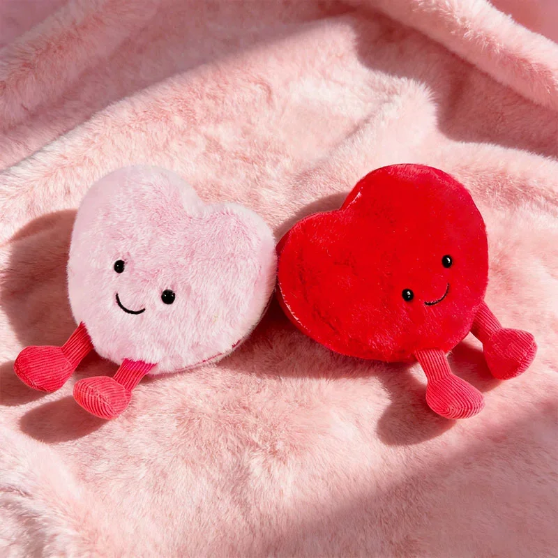 Peluche a forma di cuore morbido, adorabili bambole a forma di cuore rosso rosa sorridente, simpatici peluche regalo di San Valentino per la decorazione della casa della fidanzata