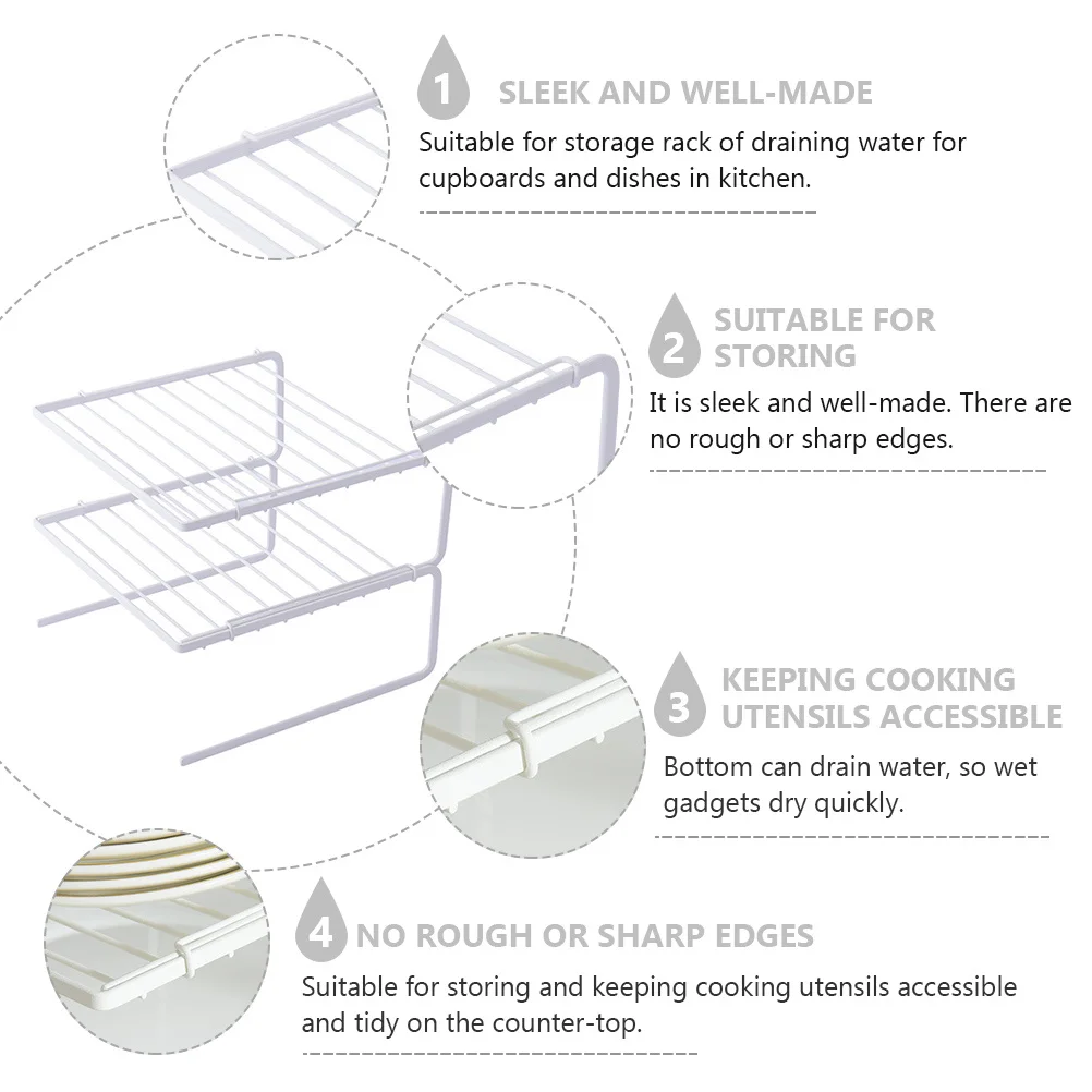 

2 Layer Iron Dish Sink Rack Draining Bowl Rack Multi-Functional Kitchen Accessories for Plates Spoons Tidy Storage