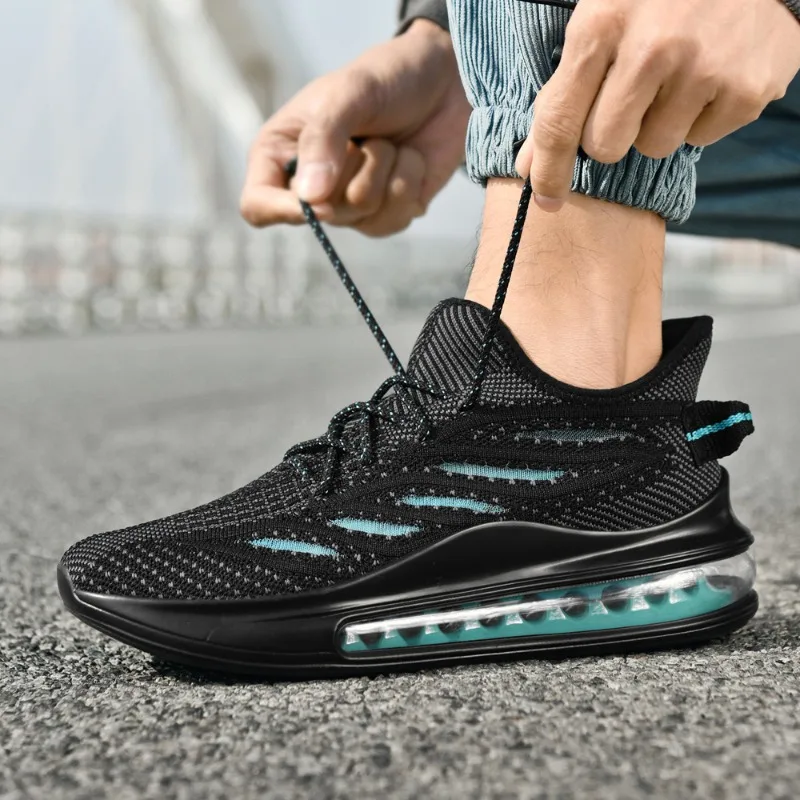 

Мужская спортивная обувь LACES на толстой подошве, простые линии, с цветными блоками, воздушной амортизацией, дышащей сеткой, повседневные кроссовки