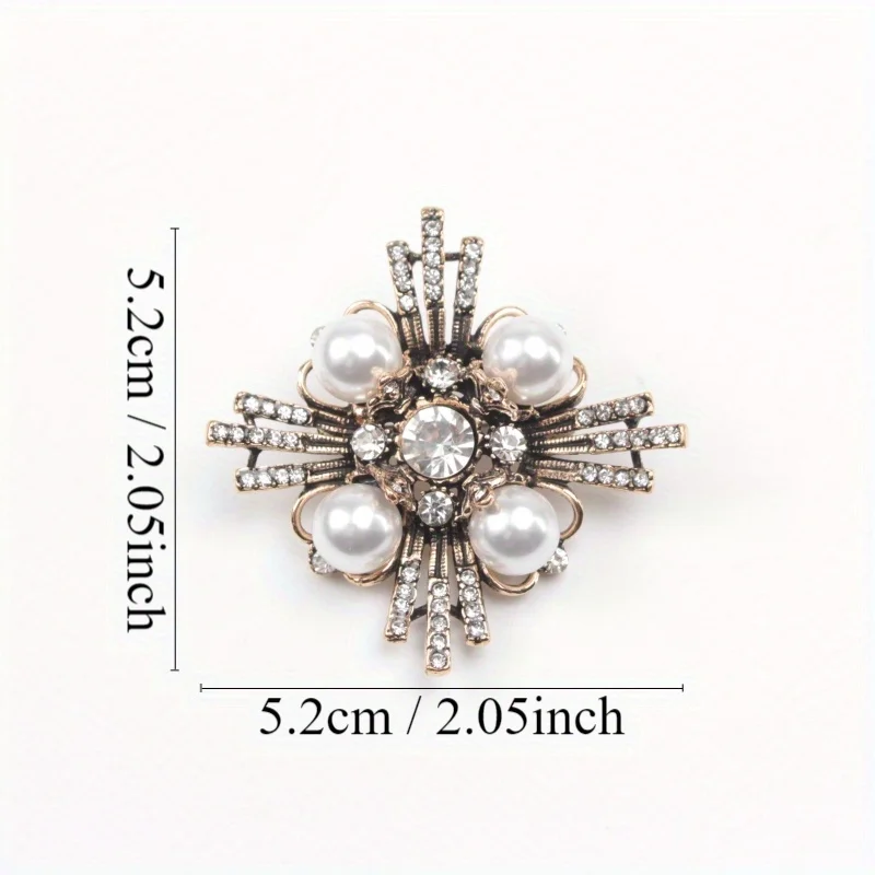 Vintage Flower Cross Inlaid Rhinestone Brooch Light Luxury Temperament High-grade Sense of Pin Accessories