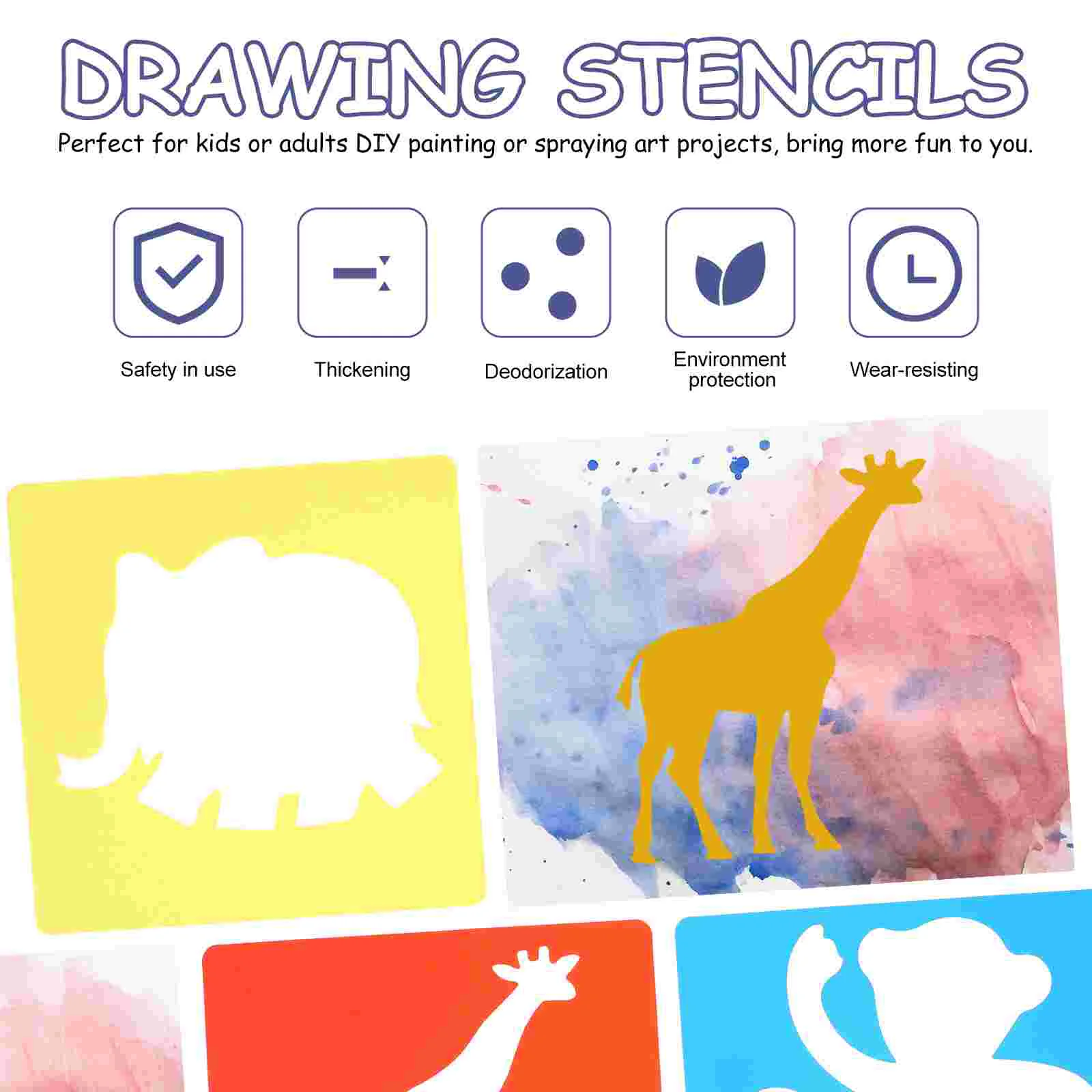 12 Sheets Animal Pattern Stencils Kids Drawing Templates Reusable Cartoon Animal Stencils PP Safe Teaching Tools