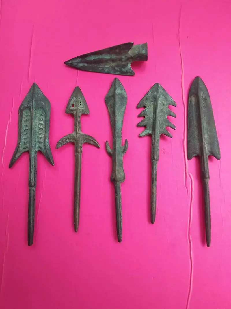 7 Piece Vintage Arrow Model Copper Ancient Arrowhead Bizarre Form