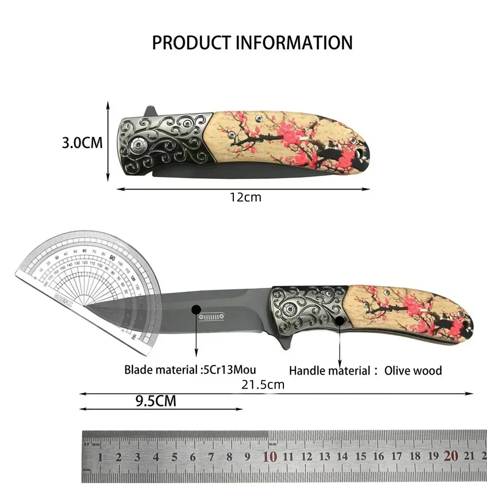 2024 Newest Pocket DA157 Folding Knife 5Cr13Mov Blade Olive Wood Handle Outdoor Survival Hunting Tools Camping Hiking Knives