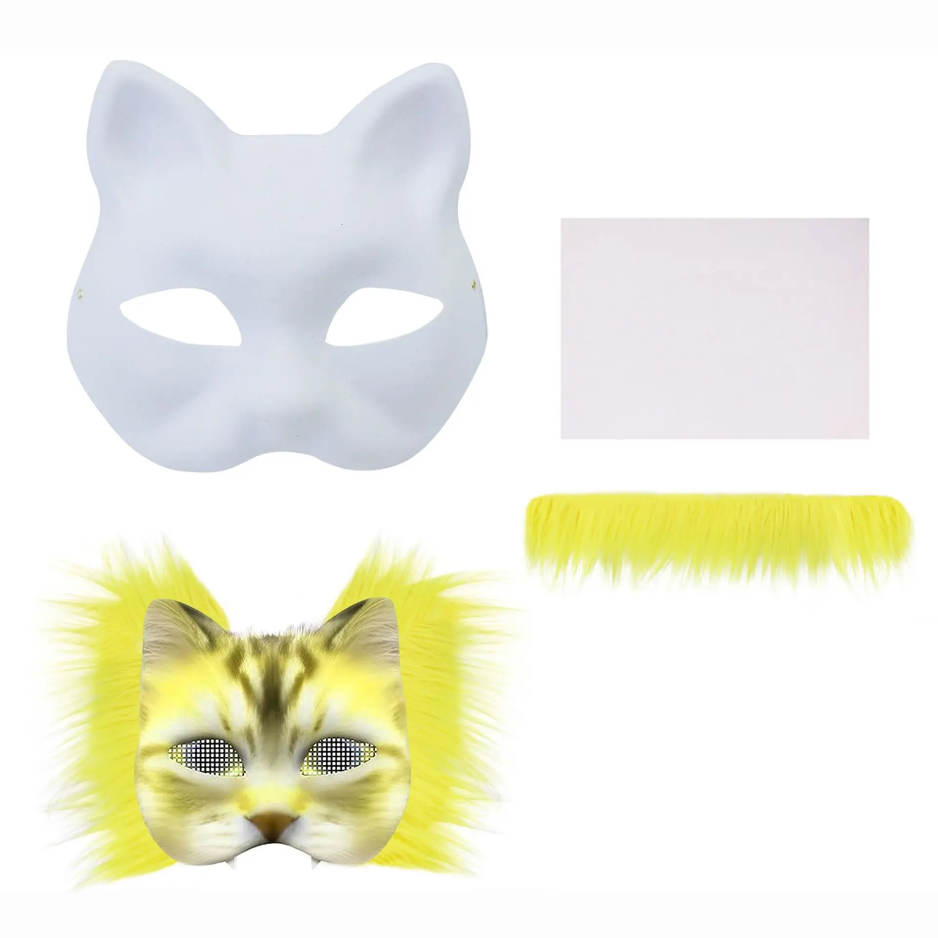 Therian Mask Set Blank Mask Half Face Hand Drawn Animal Cat Fox Mask children DIY Handmade Graffiti Half Face Mask Party Christm