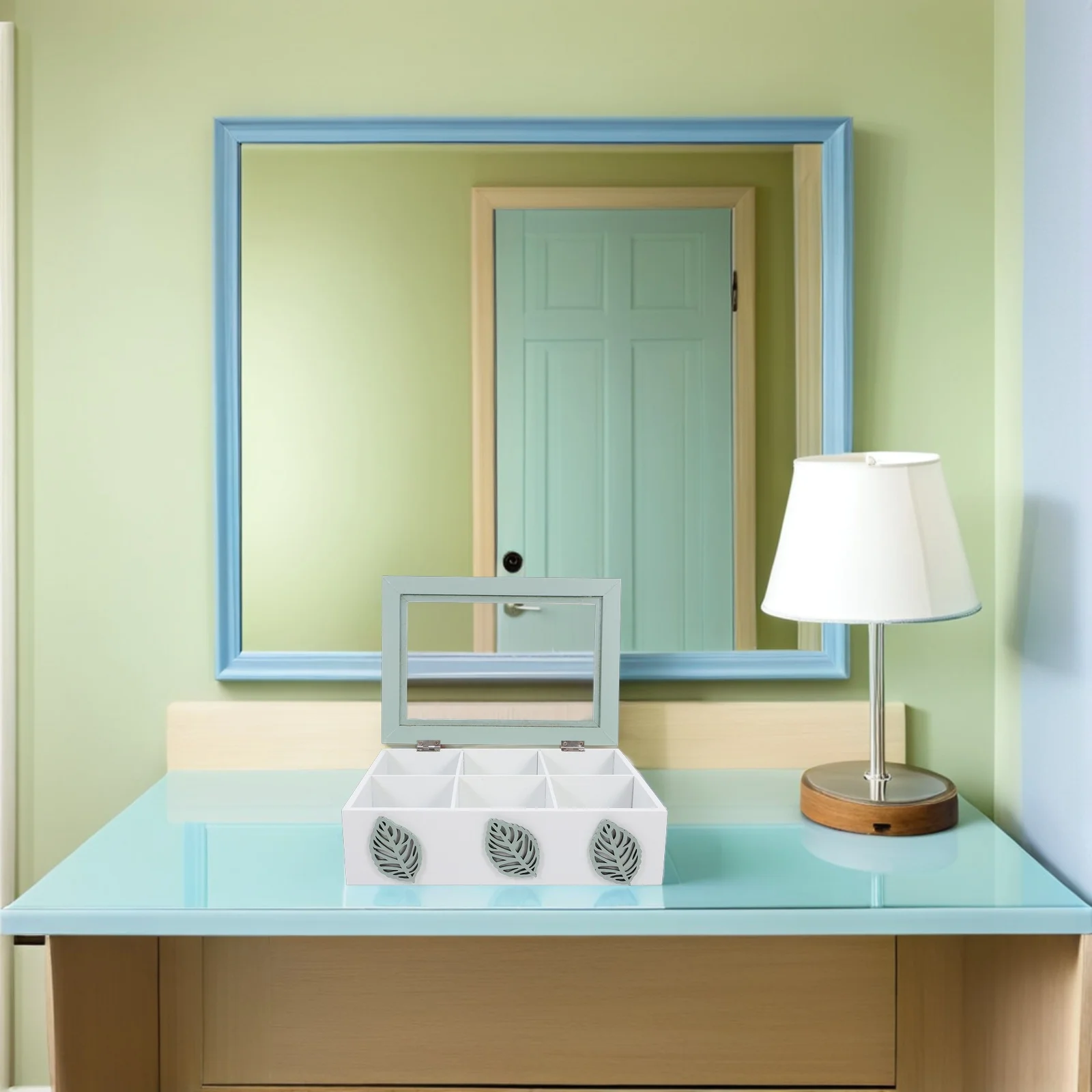 

6-Grid Wooden Tea Holder for Coffee Station Design Storage Box Organize Jewelry Tea Bags Snacks