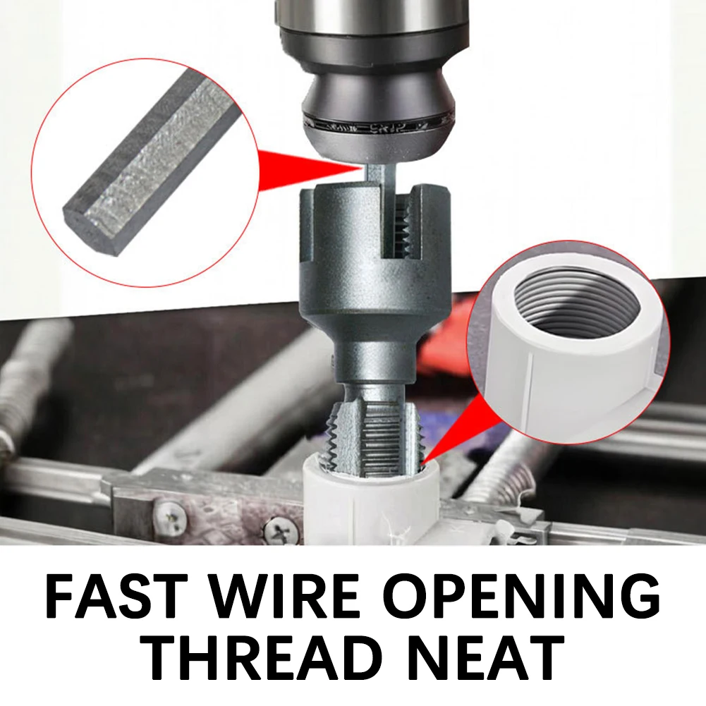 

Pipe Thread Cutting Tool Electric Drill Compatible PVC Pipe Threader Kit 1/2'' 3/4'' Internal External Rethreading Maker