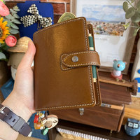 M5 PU Leather Loose Leaf Notebook with Detachable Hand Book 5-Hole Filler Paper Portable Plan Notebook Card Holder Planner