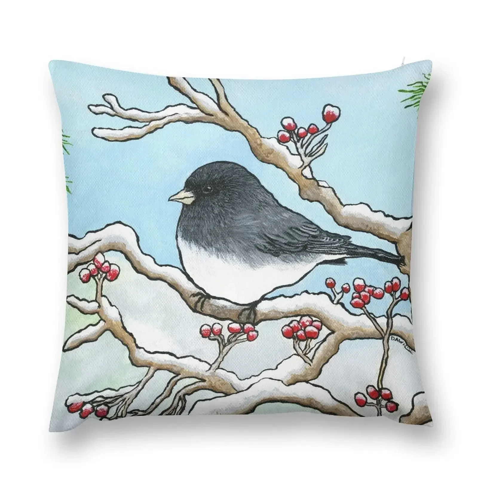 Snowbird, Painting by Dawn Langstroth ?2020 Throw Pillow ornamental pillows Pillowcase Cushion pillow