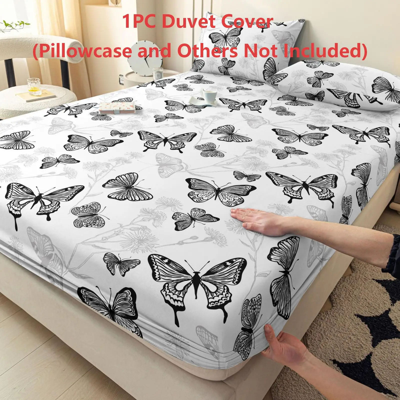 1PC Butterfly Print Fitted Sheet Mattress Cover Rectangular Dirt-Proof Mattress Protector for Bedroom Guest Room Homestay