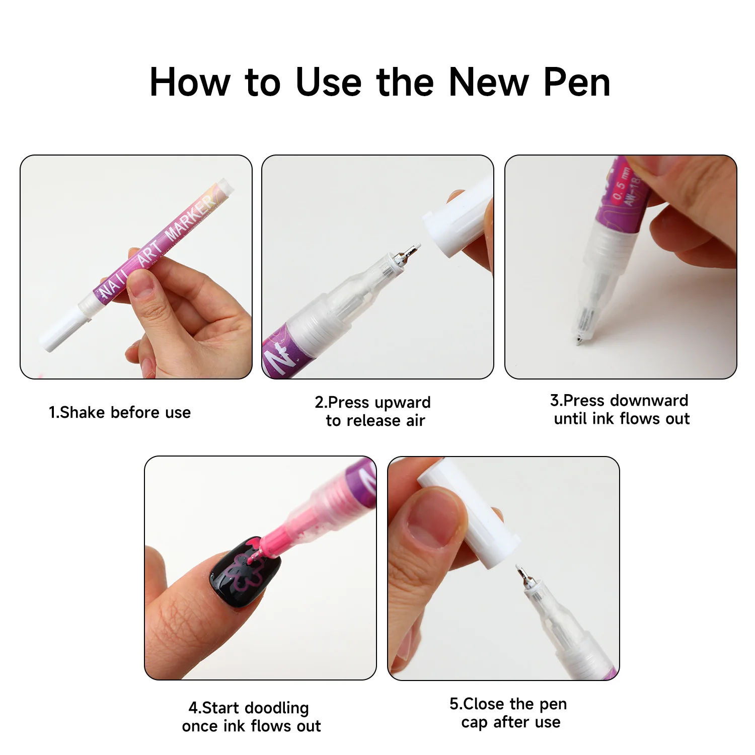 12 قطعة مسمار الفن أقلام 0.5 مللي متر غرامة خط هلام بطانة مجموعة أقلام رصاص مقاوم للماء سريعة الجافة مسمار علامات DIY بها بنفسك مانيكير الرسم