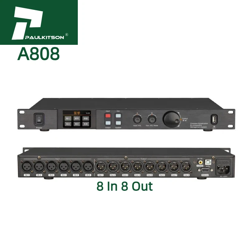 

Paulkitson Processor A808 Touchable Screen 8In 8Out Digital Audio Processor Speaker Management System Audio Sound Equipment