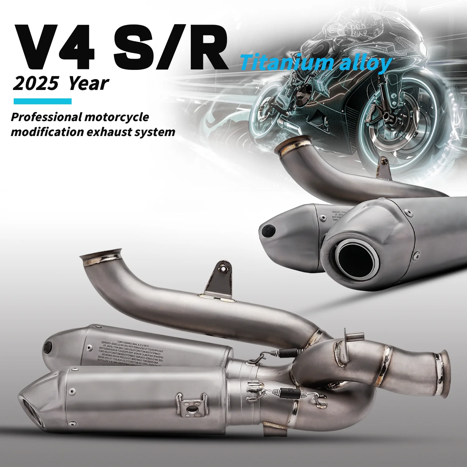 

For panigale V4/streetfighter V4 S/R DU-C-T 2025 Motorcycle exhaust system modification with full Ti. and bottom dual muffler