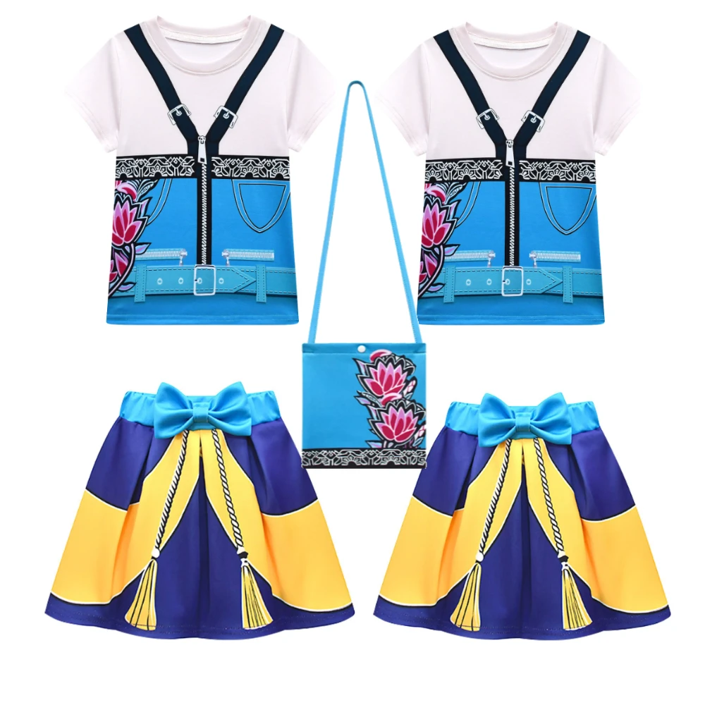 

3pcs Girl Rumi Zoey Mira Kids Dress KPop Demon Hunters Cosplay Costume Stage Performance Cloth Halloween Carnival Cosplay Suit