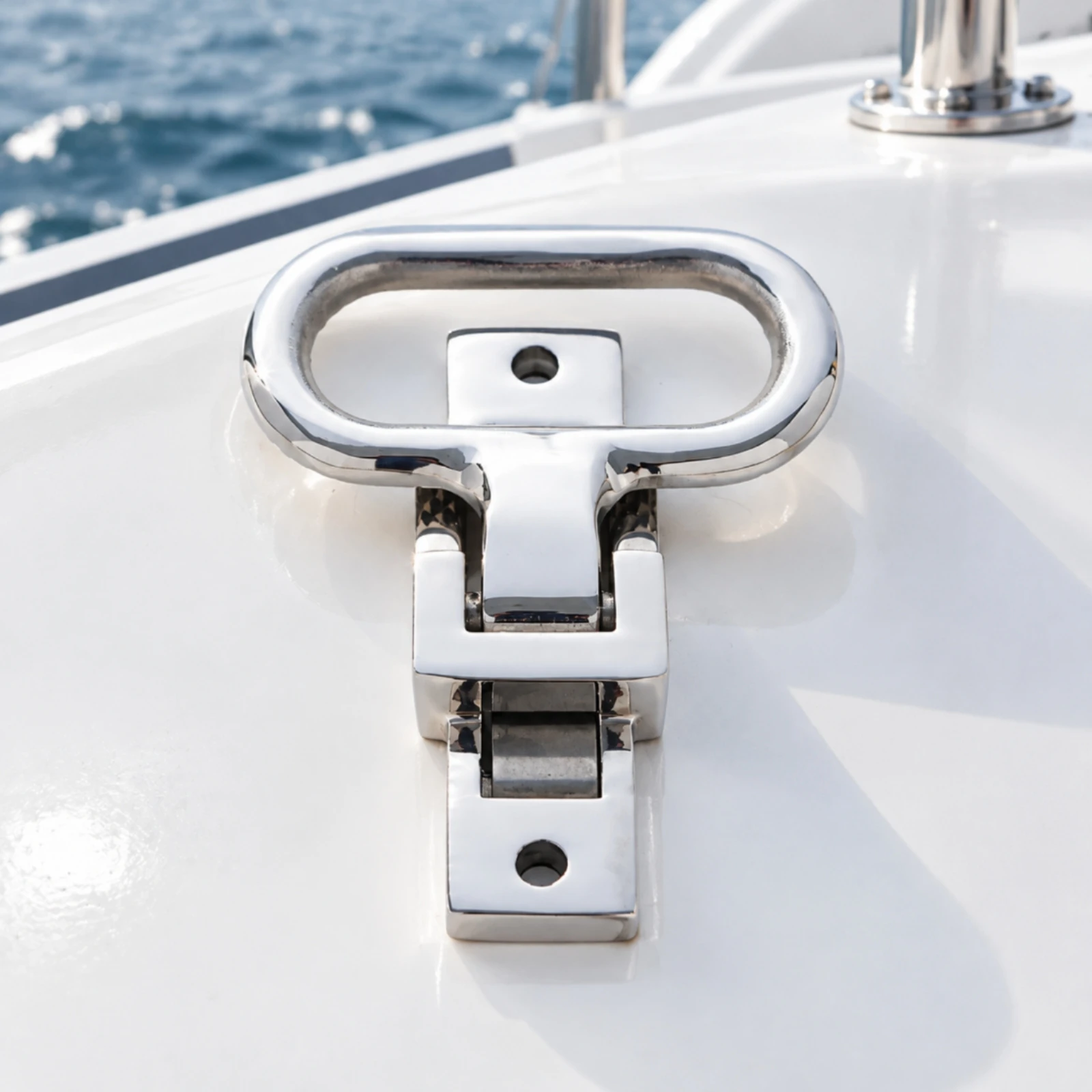 Hinged Marine Cleat with Locking Mechanism Sturdy 316 Stainless Steel Boat Cleat Professional Grade Slim for Boats