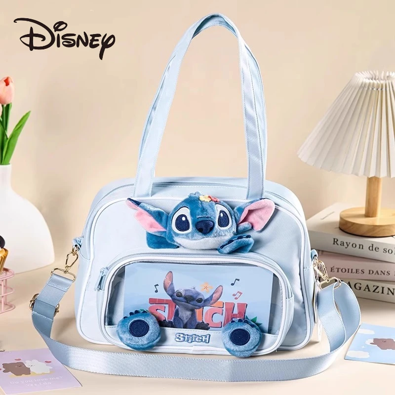 

Disney Stitch Animation Peripheral Cute Splicing Girl Heart Shoulder Crossbody High Value Large Capacity Bag Bag Girlfriend Gift
