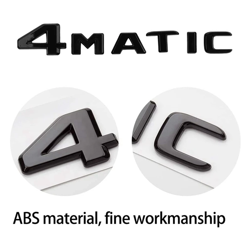 2X 4MATIC Black Auto Trunk Door Fender Bumper Badge Decal Emblem Adhesive Tape Sticker Replacement For Mercedes-Benz