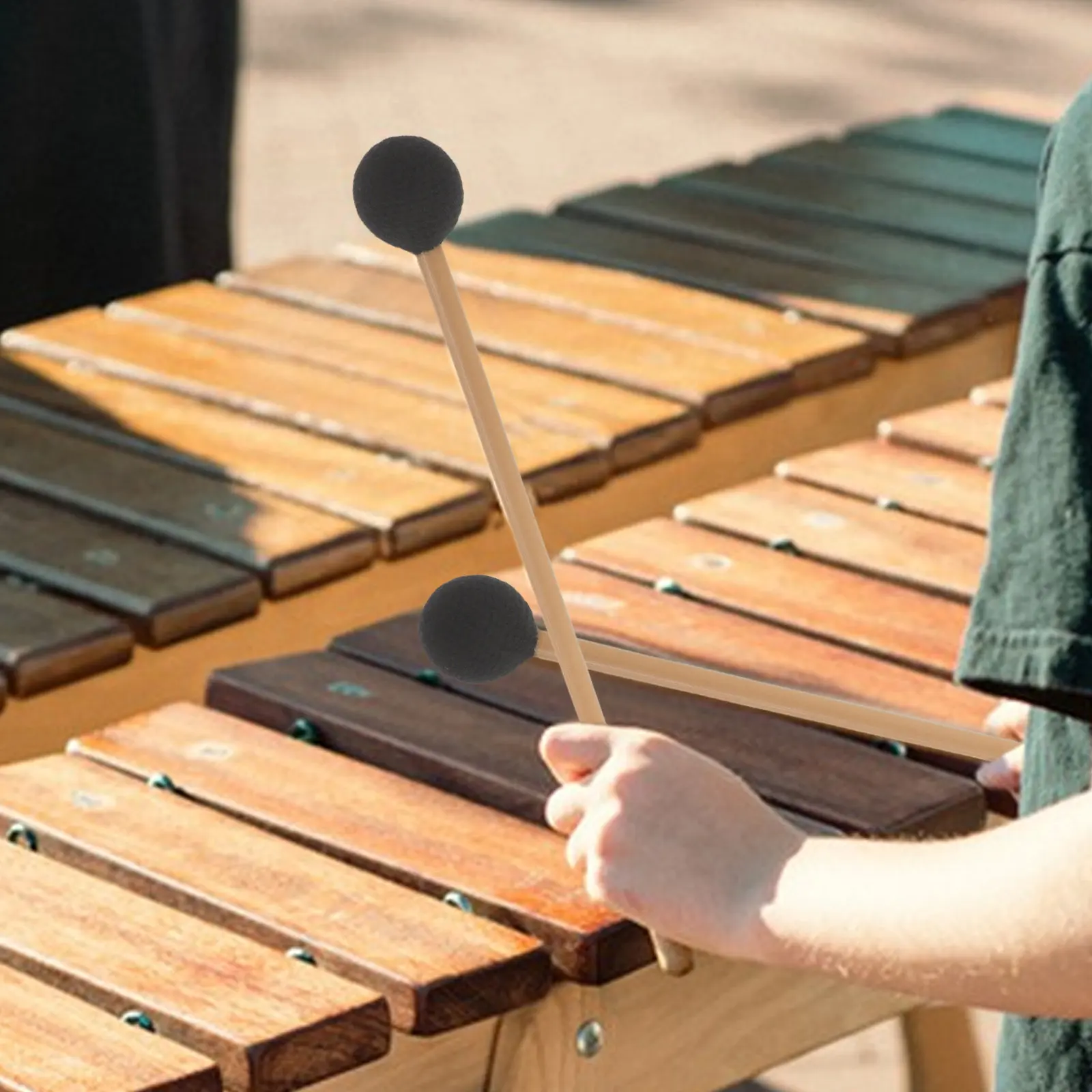 1 Par de Mazos de Marimba con Mango de Plástico y Punta de Hilo, Baquetas Suaves para Percusión, Golpeadores para Xilófono y Glockenspiel para Entrenamiento Rítmico