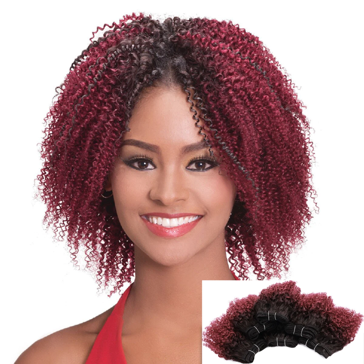 حزم قصيرة مجعدة مزدوجة تعادل جيري حليقة 100% حزم الشعر البشري 8-12 بوصة شعر ريمي برازيلي 6 حزم للنساء السود