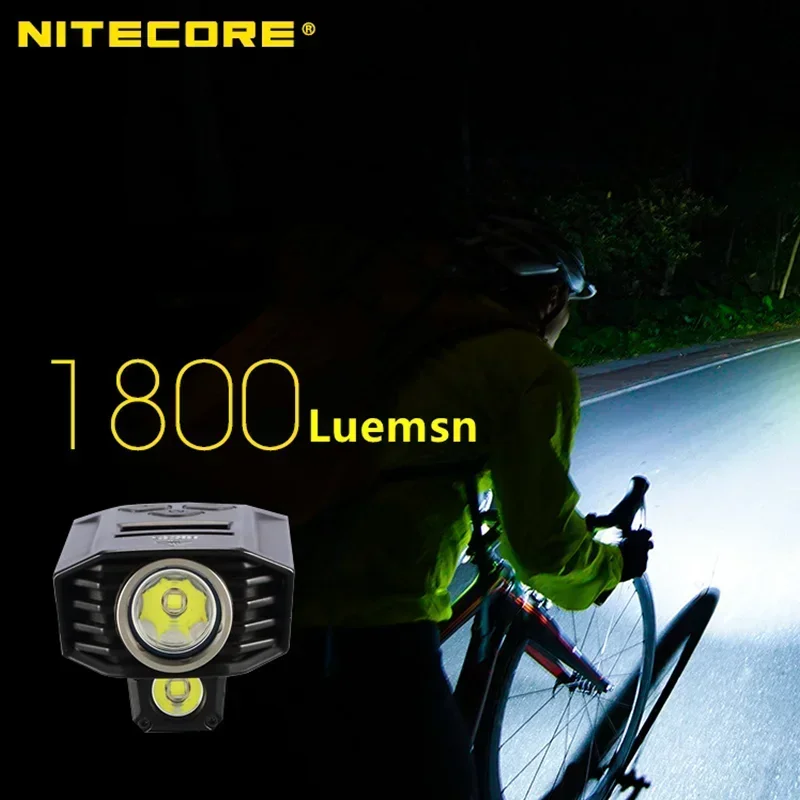 NITECORE-Lampe de vélo aste BR35 1800lumens avec écran OLED à distance pour touristes, batterie intégrée, éclairage de vélo