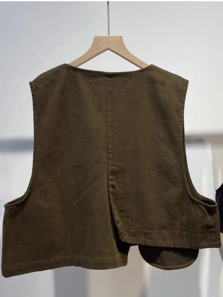 2026 Spring New Japanese Style Vest For Women Vintage Cargo Loose Sleeveless Gilet Jacket Match Shirt Outwear Casual Streetwear