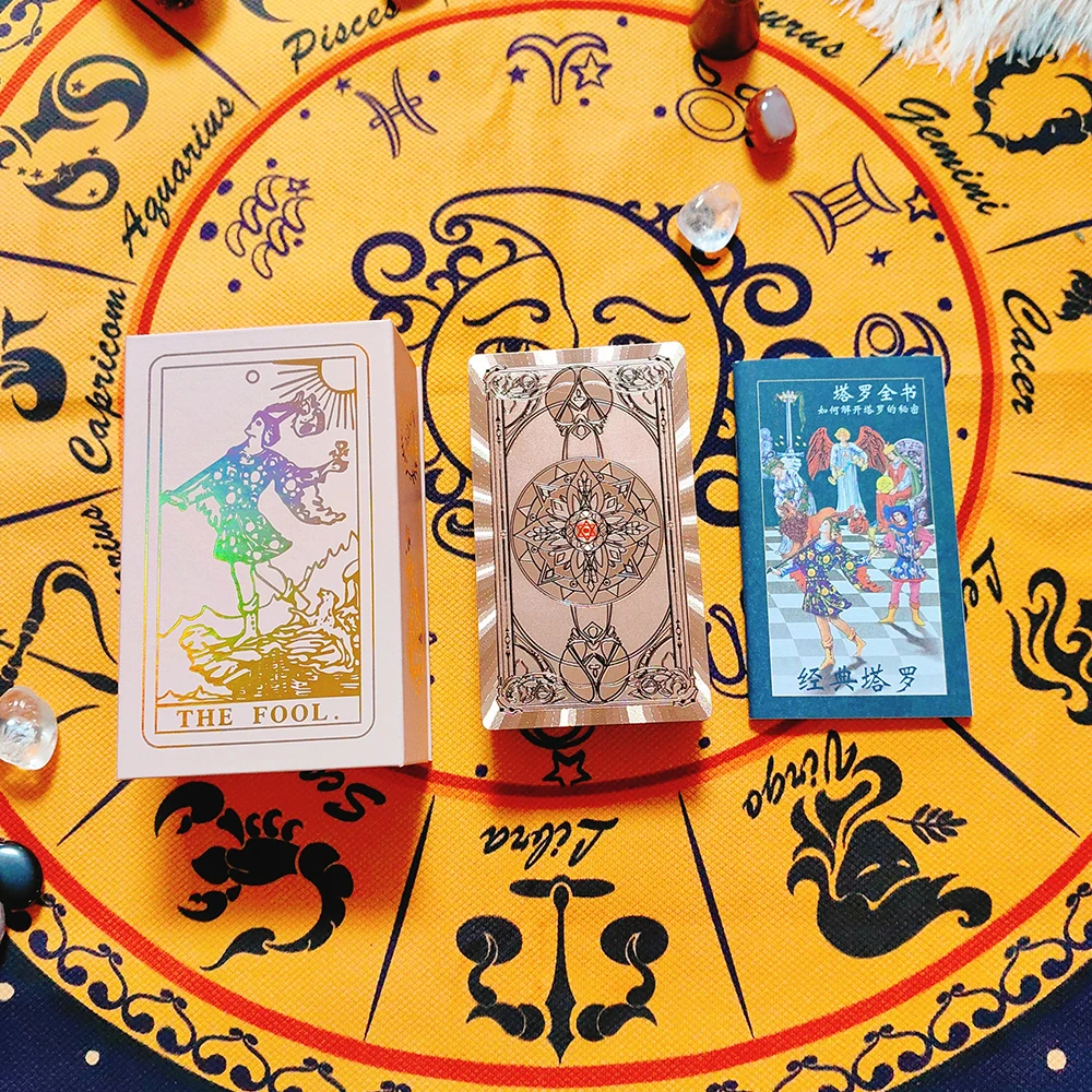 Klassische Waite Tarot Sammler Goldfolie Watro Tarot Plastikkarten Neue Rose Pink Oracle Divinationskarten Wasserdichtes Kartendeck – Detail 6