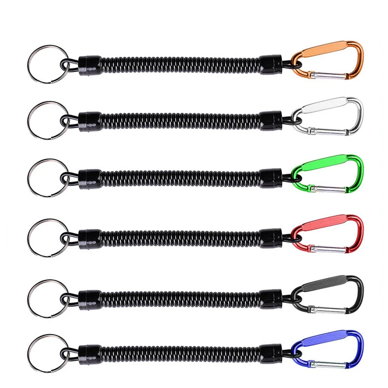 

Fishing Lanyards Retention Rope Coiled Tether with Carabiner Retractable Coiled Tackle for Pliers Lip Grip Safety Accessories