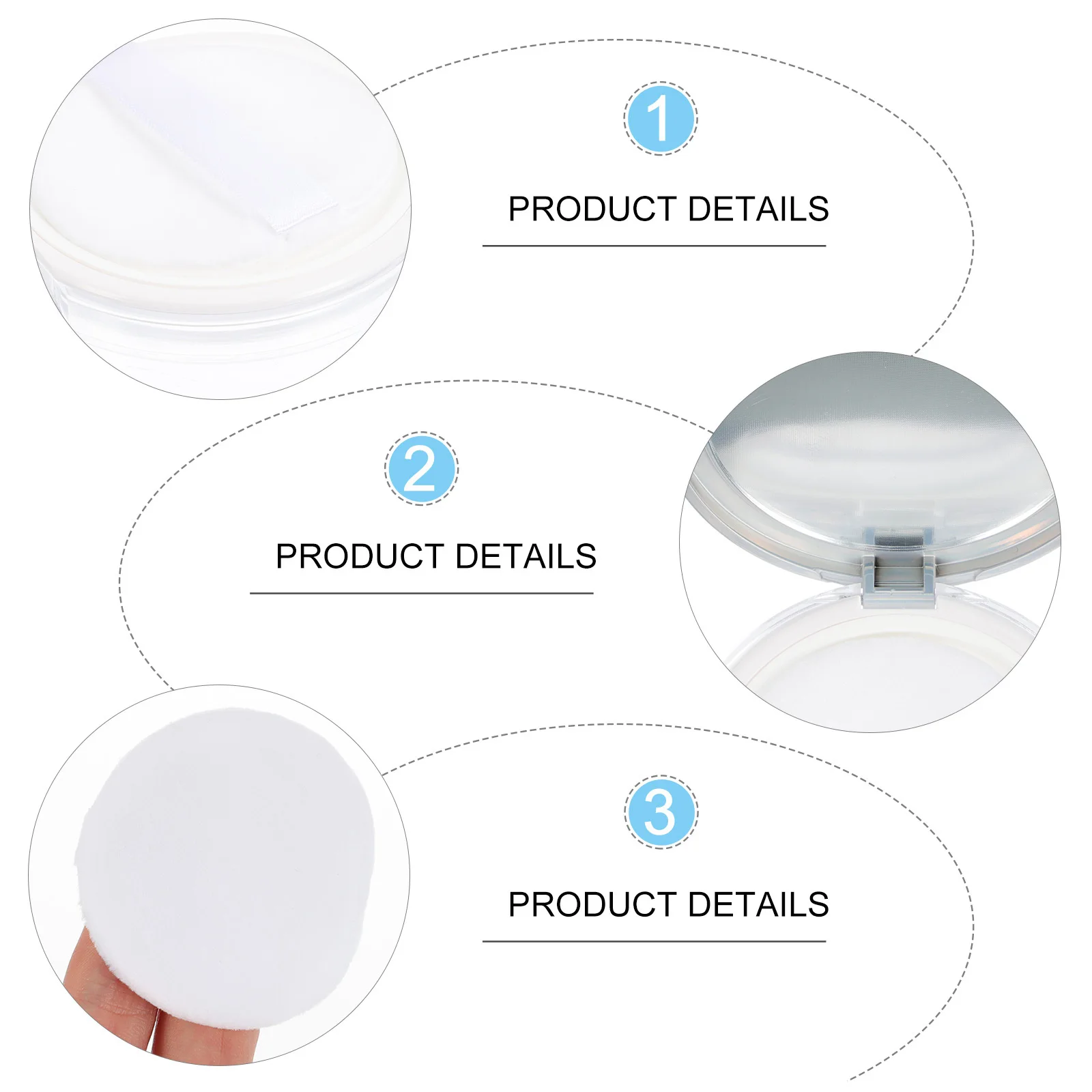 

2 Powder Case Set Large Empty Makeup Box For Travel Portable Organizer Abs Puff Included Blusher Glitter