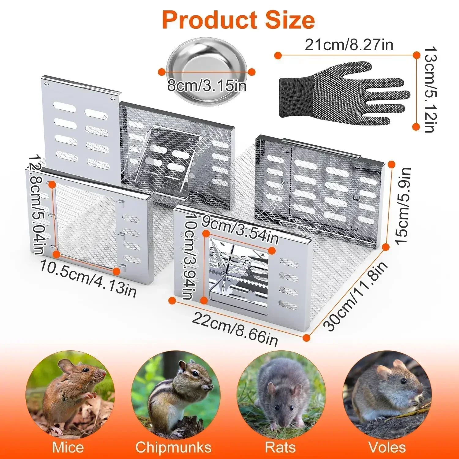 

Galvanized Iron Humane Mouse Trap, Indoor & Outdoor Rodent Cage, Metal Mousetrap for Small Rodents, Chipmunks, Squirrels
