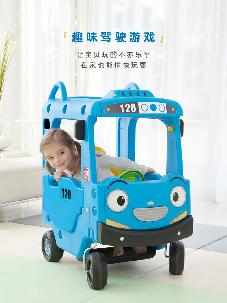 Children's Bus Four-Wheel Small RV Trolley School Bus Princess Car Can Sit People