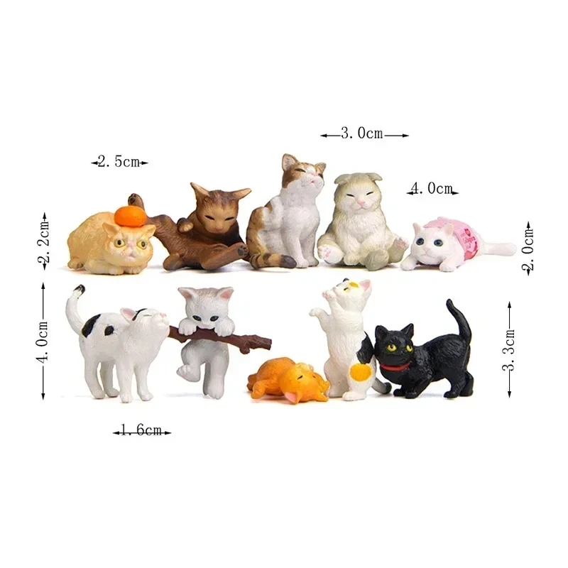 1pcs Cute Cat Miniature Ornaments Kitten Figurines Model Gifts For Kids Children Birthday Desk Car Garden Home Decoration