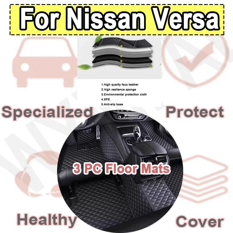 

Luxury Custom Automotive Car Floor Mats For Nissan Versa 2011 2012 2013 2014 2015 Auto Luxury Leather Men Women Car Mats Full