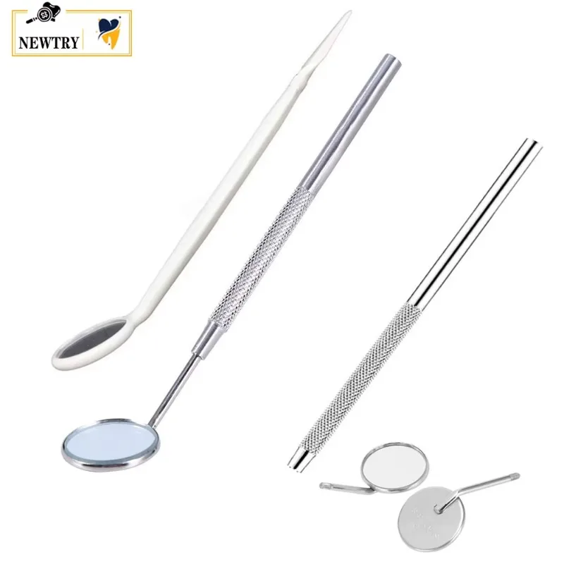 10/20Pcs Dental Mirror Stainless Steel Oral Hygiene Care Dentist Tooth Whitening Tool Detachable Mouth Mirror Head With Handle