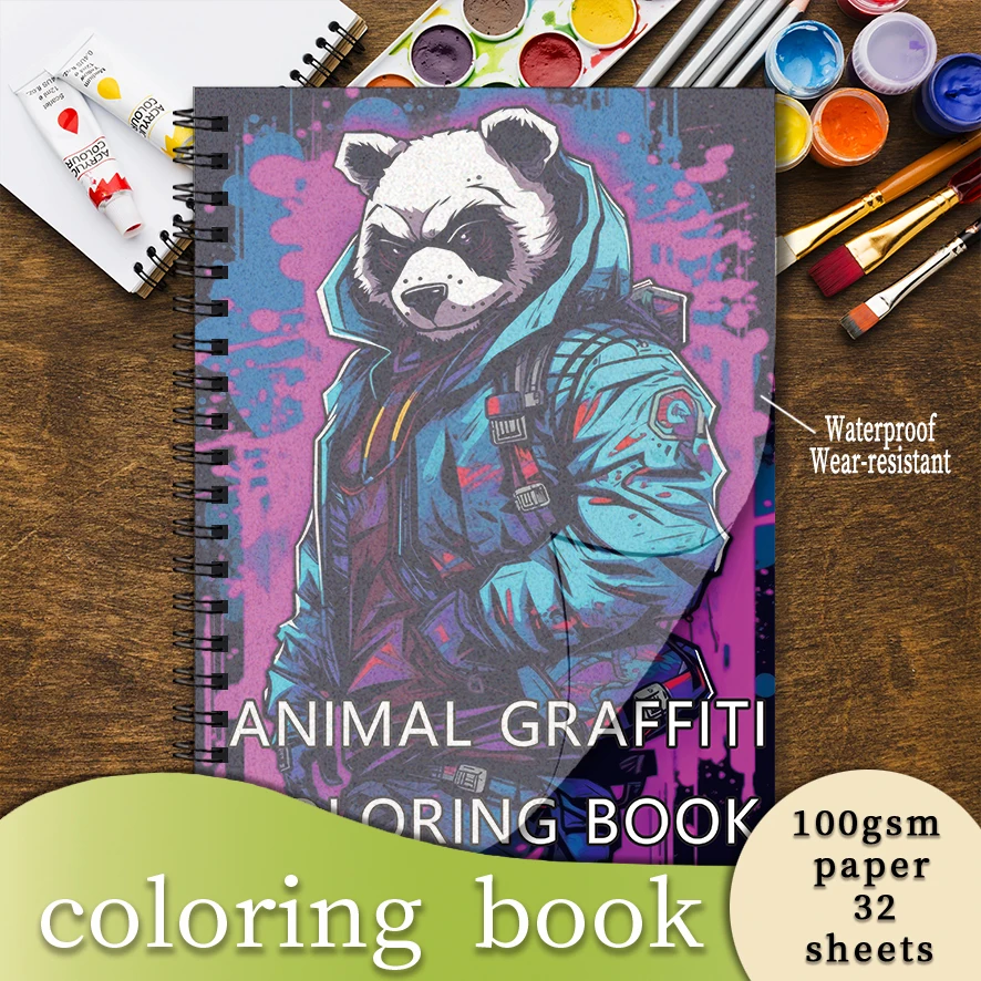 Coloring Book - 8.3 x 11.2 inches 32 pages of cool animal coloring book - ideal gift for family or friends