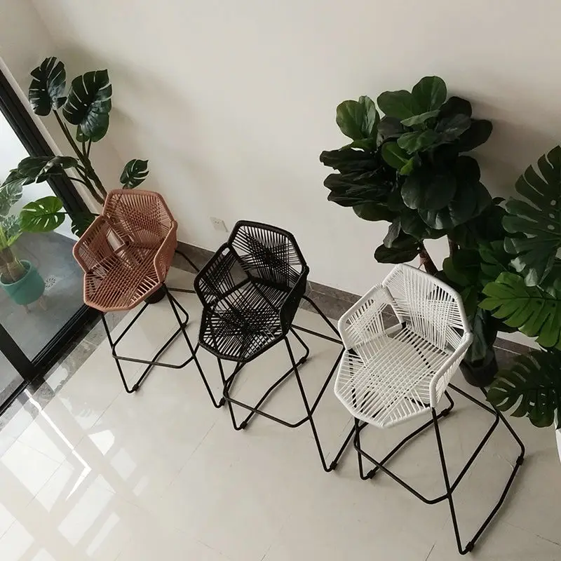 Rattan Reception Bar Chairs Woven Nordic Ergonomic Island Waiting High Chairs Garden Counter Adults Sillas De Bar Home Furniture