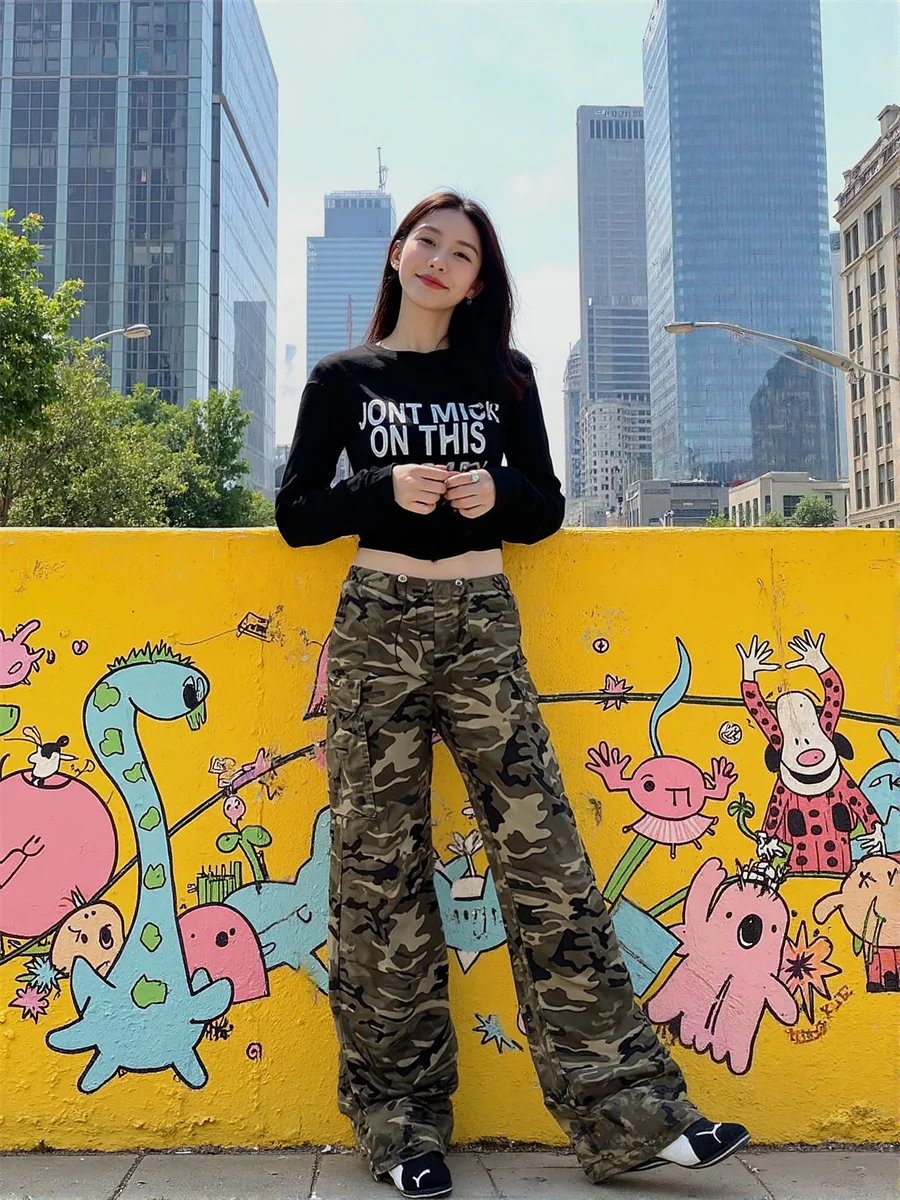 Pantaloni cargo da donna Trend Gamba larga High Street Moda donna in avanti Trendy Modern Urban City Style Streetwear Casual Cool