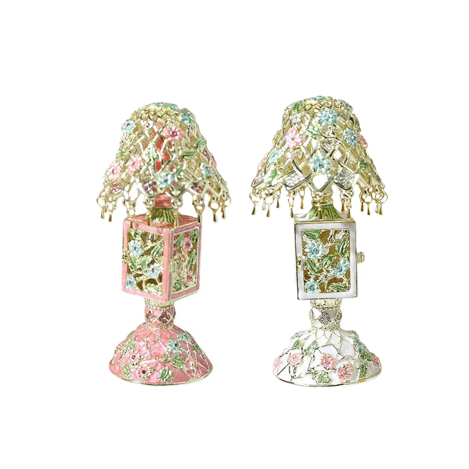 

Enamel Jewelry Box Table Lamp Shape Keepsake Box Organizer for Holidays Tabletop