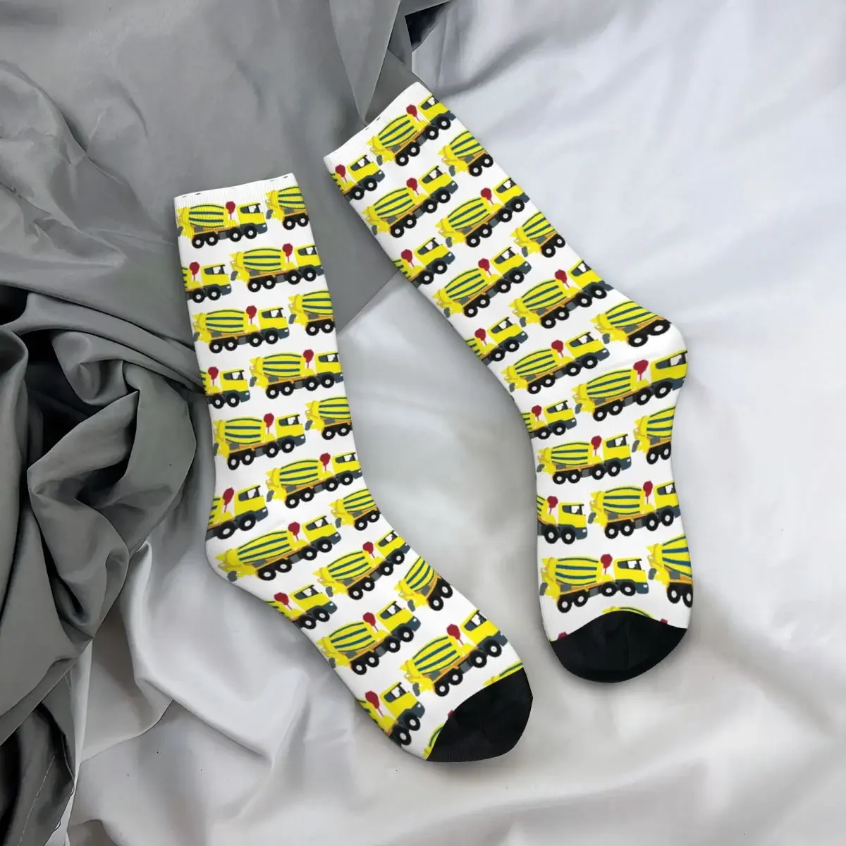 Concrete Cement Truck Construction Trucks Socks Harajuku Sweat Absorbing Stockings All Season Long Socks for Birthday Present