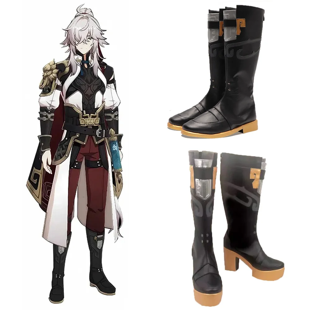 Honkai-Bottes de cosplay Star Rail Jing Yuan, chaussures noires, insecticide Xianzhou Luofu, Sir al-Cloud Knights, accessoires de olympiques d'Halloween